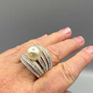 Elegant Silver Pearl Ring JP318 2/$20